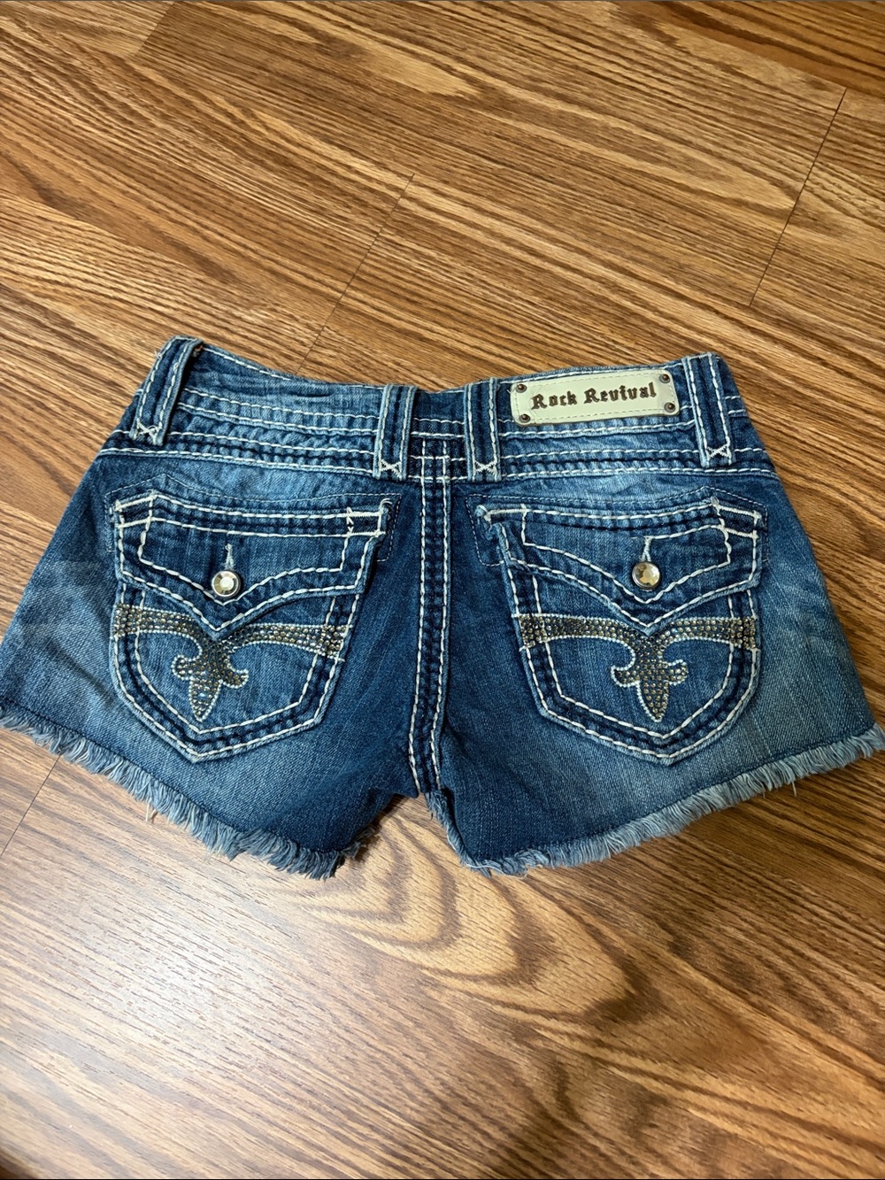 Rock Revival Indigo Blue Embellished Denim Shorts